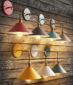 Macaron Đèn LED Ốp tường Bắc Âu đầy màu sắc tường đầu giường phòng ngủ đèn đơn giản nhà decors sắt sconces trong nhà cầu thang lối đi chiếu sáng