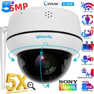 Camera Wifi Dome PTZ 5MP Với Zoom Quang Học 5X Camera IP An Ninh Gia Đình Không Dây Theo Dõi Hình Người Âm Thanh Hai Chiều Giám Sát Trong Nhà/ngoài Trời