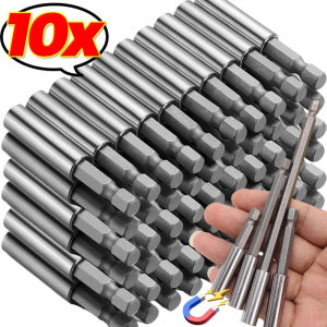 Dozoey ไขควงไขควงแม่เหล็ก10ชิ้นด้ามหกเหลี่ยมขยายก้านสูบเหล็กคาร์บอนที่จับเครื่องมือไฟฟ้างานไม้