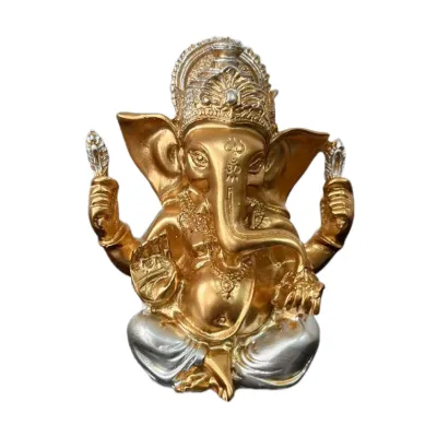 READY STOCK 2026 Golden Ganesha Statue Resin Figurine Hindu Elephant God Sculpture Lucky Decor for Home Living Room Office Meditation Room Gift