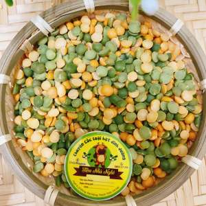 500g Hạt đậu Hà Lan hữu cơ sạch xanh vàng làm sữa hạt hầm canh nấu ăn dặm đóng túi zip kèm gói hút ẩm