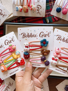 กิ๊บติดผมลายสัตว์การ์ตูนเรซินสไตล์เกาหลีสำหรับเด็ก กิ๊บติดผมลายดอกไม้สำหรับเด็กผู้หญิง ทรงหน้าม้า ทรงหางม้า ทรงหางแมว ทรงหางสุนัข