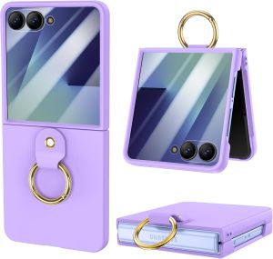 for Samsung Z Flip 7 Ring Case with Built-in Outer Screen Protector Hard PC Anti-Scratches Shockproof Protective Phone Cover Slim Fit for Samsung Galaxy Z Flip 7 Cover