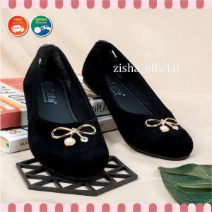 Sepatu Flat Shoes Flatshoes Wanita Terbaru Karet Lentur Empuk Kekinian Black Panda Blackpanda Flat Shoes Untuk Kerja Sepatu Suede Bentuk Bulat - Lazada