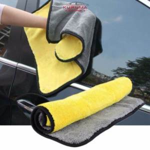 Khăn lau xe ô tô cao cấp microfiber có 2 lớp mềm mịn siêu thấm hút màu vàng cực dày