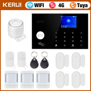 Kerui | KERUI G34 Tuya Smart 4G WIFI Alarm System for Home Security Alarm Host with Door and Motion Sensor Smart Life APP Support Alexa