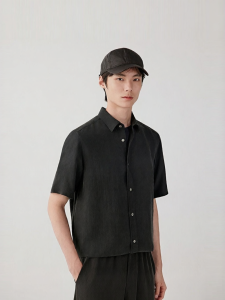 ICICLE | Sanded Texture Silk Mens Short Sleeve Shirt