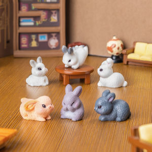 Miniature Resin Rabbit Doll House Decorative Accessories DIY Blind Bag Creative Cute Miniature Landscape Desktop Ornaments