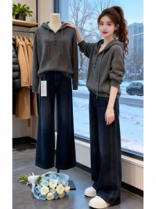 Shalldoer | Atmospheric Korean Style Grey Half Open Collar Hooded Sweater