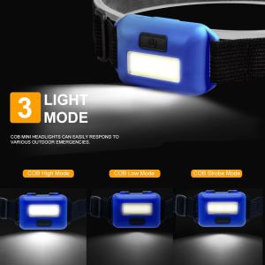 COB Headtorch LED Headlamp Apply to AAA Battery Headlight with 3 Lighting Modes Flashlights for Outdoor Camping Hiking