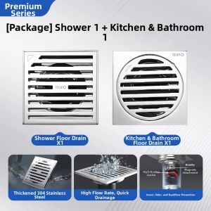 RIIFO | Anti-odor Anti-bug 304 Stainless Steel Floor Drain
