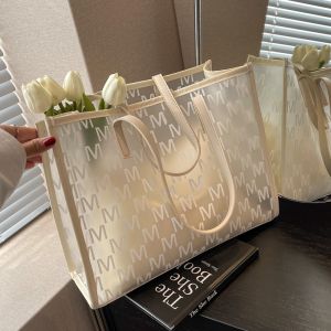 Fashionable Transparent Jelly Tot Bag Womens New Style Handbag Shoulder Bag Commuting Tote Bag Soft Synthetic Leather Inner Pocket