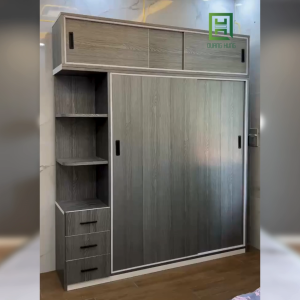 TỦ QUẦN ÁO NHỰA ĐÀI LOAN 2 CÁNH LÙA – CAO 2M4 NGANG 2M – CÓ KỆ TRANG TRÍ