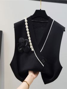 Áo Len Dệt Kim Hoa Ngọc Trai Cổ Chữ V Áo Khoác Ngoài Nữ Thu Đông Áo Khoác Ngoài Thời Trang Áo Khoác Ngoài Bằng Vải Cotton