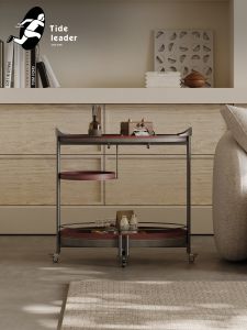 Tide leader | Luxurious and High-Grade Sofa Side Table Push Cart Saddle Leather