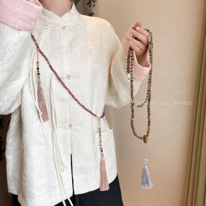 Multi-Way Wear Purple Rock Crystal Long Tassel Necklace for Cheongsam Crossbody Chain New Chinese Style Fashion Jewelry Accessory