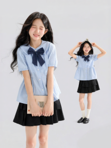 zosee | Bow Detachable Short Sleeve Shirt for Older Girls