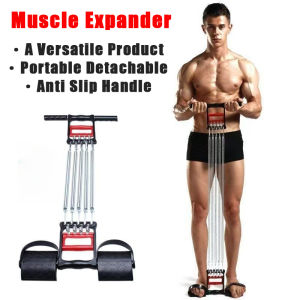 Muscle Expander Adjustable 3 in 1 Hand Gripper Heavy Multifunctional Gym Arm Exercise Muscle Pull Expande Spring Chest Expander Puller Arm Leg Muscle Stretcher 弹簧扩胸器