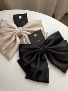 South Korea Fancy Drape Satin Bows Barrettes Spring Clip High Quality Elegant Back Head Hairpin Hair Ornaments Female