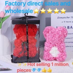 Simulated Flower Crafts Small Ornaments Teddy Bear Creative Rose Bear Mothers Day Christmas and Valentines Day Gifts