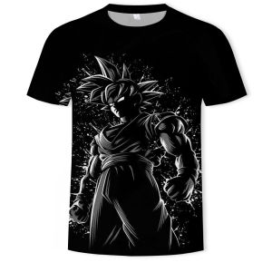 Summer 2020 New Digital Print Dragon Ball Mens T-shirt Short Sleeve V-neck Casual Loose Fit Fashionable Anime Shirt