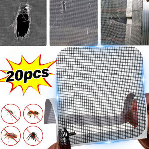 YESPERY 20Pcs Window Screen Repair Patch Self Adhesive Mesh Tape Net Door Fix Patch Anti Insect Mosquito Mesh Broken Holes Repairing