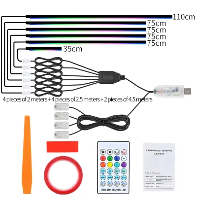 ไฟแอมเบียนท์ LED สำหรับรถยนต์ 1/6/10 ชิ้น แถบไฟอะคริลิกนีออน สร้างบรรยากาศภายในรถยนต์ พร้อมแอป/รีโมทคอนโทรล สำหรับตกแต่งภายในรถยนต์และแผงหน้าปัด