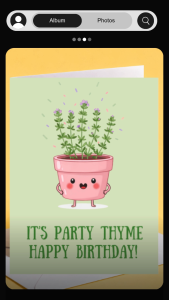 Funny Plant Birthday Card – “It’s Party Thyme” Cute Herb Pun Greeting Card | Plant Lover Birthday