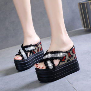 Fish Mouth Slope Womans Slippers Summer 12cm Over High Heels Wedges Sandals Flip Flop