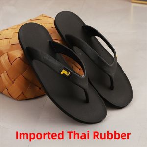 Mens Summer Latex Rubber Sandals Anti-slip Wear-resistant Beach Slippers Vintage Flat Heel Comfortable Breathable Slip-On Shoes