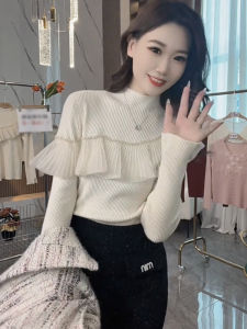 Áo Len Dệt Kim Cổ Đứng Thời Trang Cho Nữ Tay Dài Dáng Ôm Màu Trơn Chất Liệu Khác Thường Ngày Áo Lót