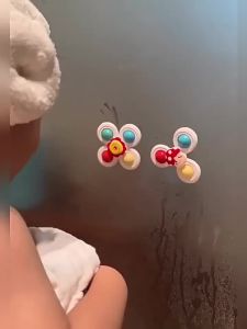 3PCS Baby Bath Toy Suction Cup Spiner Spin Sucker Spining Top Spinner Toys Educational Toy