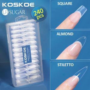 UR SUGAR KOSKOE 240pcs /Box Press on False Nails Coffin Oval Square Semi-Frosted Full Cover UV Gel Nails Fake Tips Capsule Extension Tool