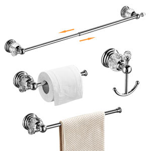 ELLEN Golden Crystal Bathroom Hardware Set Adjust Towel Rack Towel Holder Toilet Paper Holder Robe Hook EL2001G