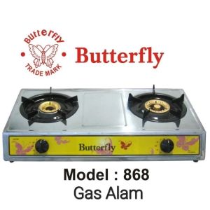 Kompor Gas Alam Dua 2 Tungku (Gas Alam) Butterfly 868s Api Besar Burner Bahan Kuningan