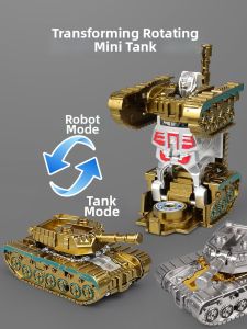 Deformable Rotating Fidget Spinner Toy Military Tank Car Robot Model