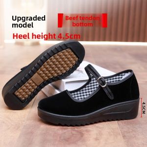 SHIPAILUO | Beijing Ladies Thick Heel Work Shoes Comfortable Anti-slip Hotel Staff Slippers Round Toe Slip-On Casual Flat Breathable Footbed