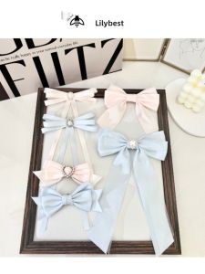 Low Saturation Color Butterfly Knot Brooch Pin Japanese Style Accessory Pearl Decorative Lapel Pin Light Pink Blue New Fashion Jewelry for Women