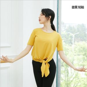 Loose Modal Dancewear Adult Yoga Clothing with Tie Classical Dance Practice Suit Modern Classical Dance Short Sleeve Top
