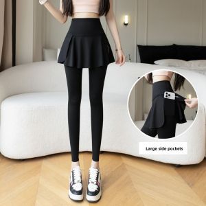 miiow | High Waist Shark Skin Yoga Fitness Pants Cover Butt Short Skirt Design Cycling Sportswear Plus Size Base Layer Trousers