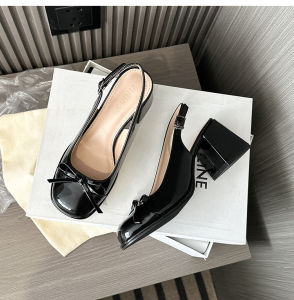 Elegant Butterfly Knot Head Cover Sandals Wide Foot Mary Janes Womens Shoes for Skirts Chunky Heel Size 41 to 43