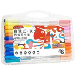 Touchmark Soft Tip Direct Liquid Acrylic Marker Pen Double Head Watercolor Paintbrush Non Toxic Easy to Wash for Children Drawing