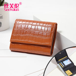 SIFULUN | Genuine Leather Crocodile Texture Ultra Thin Simple Foldable Wallet