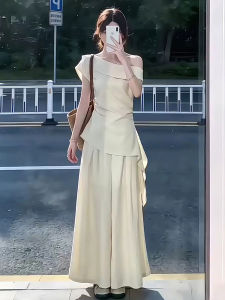 ZHENMANZI | Summer Cross Shoulder T-Shirt & Palazzo Pants Outfit Set