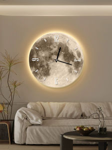 Modern Minimalist Moon Clock Artwork Creative Lighting Wall Decorations Living Room Fashion Popular New 2025 High-End Feelings