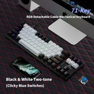 NexusClick K710 Hot Swappable Wired Mechanical Keyboard RGB Side Light Bar Type-C Detachable Cable Blue Switch Gaming Keyboard