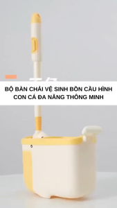 Bộ Bàn chải Cọ Bồn Cầu Toilet Nhà Vệ Sinh Nhà Tắm Silicon Hình Cá Heo Có Khay Gắn Tường