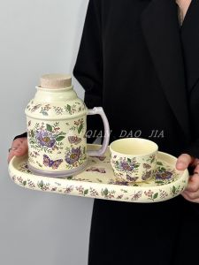 Bộ Bình Và Cốc Gốm Sứ Họa Tiết Hoa Artemisia Cổ Điển Dung Tích 650ml Chịu Nhiệt Độ Cao Dùng Trong Gia Đình Bộ Đồ Uống Trang Trí