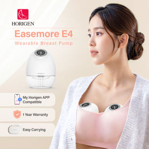 Horigen EaseMore E4 wearable breast pump. Wireless with APP/phone control. Electric hands-free made of silicone hospital grade. Rechargeable tubeless with app function.