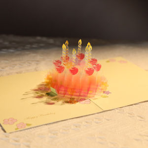 3D Folded Birthday Greeting Card Elegant Cake Design Creative Gift for Best Friend Delicate Girl Heart High-End Feeling Small Gift Card